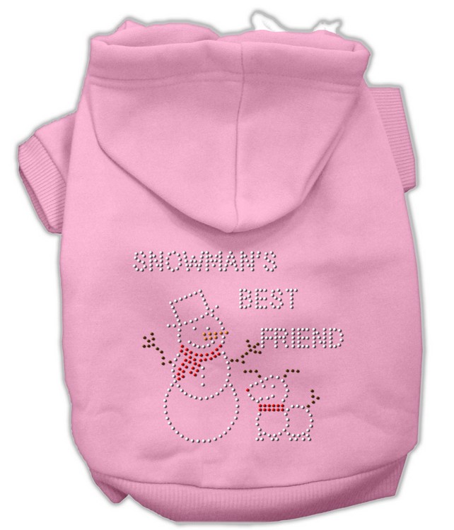 Snowman's Best Friend Rhinestone Hoodie Pink XL